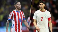 Miguel Almirón y Achraf Hakimi, figuras de Paraguay y Marruecos.