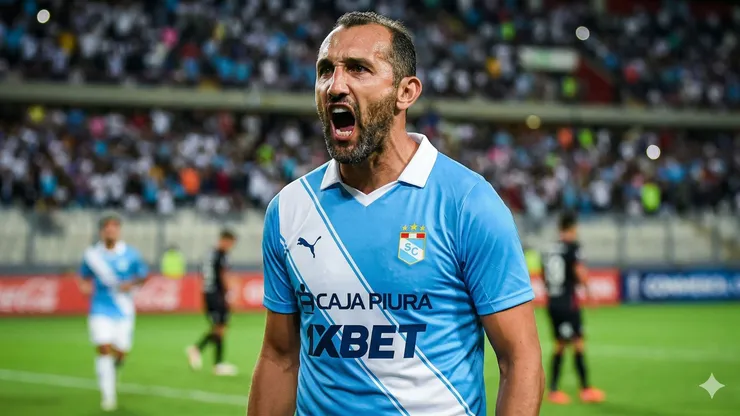 Hernán Barcos con camiseta de Sporting Cristal.