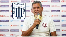 El 'Puma' Carranza con los escudos de Alianza y Universitario.