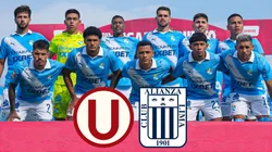 Sporting Cristal y los escudos de Universitario y Alianza Lima.