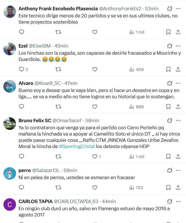 Hinchas de Cristal cuestionan llegada de Zé Ricardo. (Foto: X)