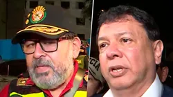 Marcos Roberto Pajuelo Herrera, Brigadier Mayor de Bomberos, y el Ministro de Salud, Juan Carlos Velasco.