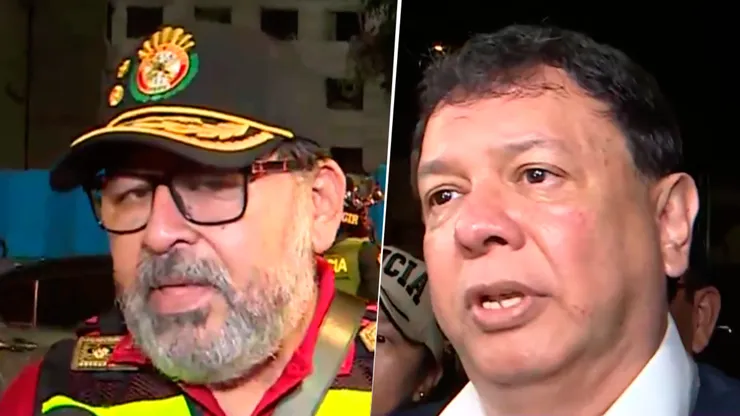 Marcos Roberto Pajuelo Herrera, Brigadier Mayor de Bomberos, y el Ministro de Salud, Juan Carlos Velasco.
