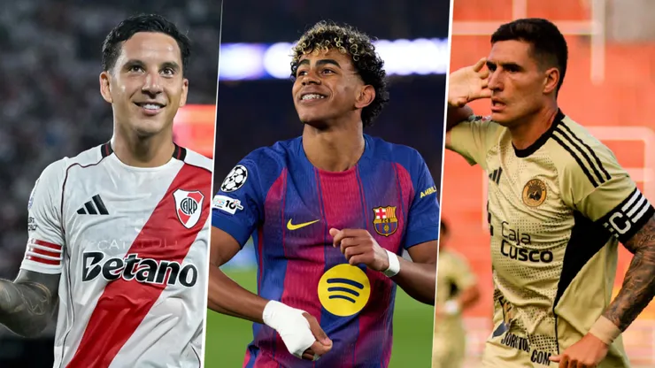 Sebastián Driussi, Lamine Yamal y Facundo Callejo en acción este miércoles.