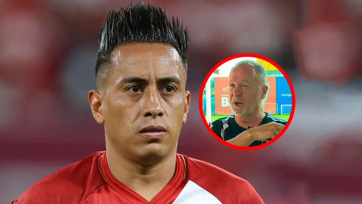 Christian Cueva y el técnico Mano Menezes en la Selección Peruana.