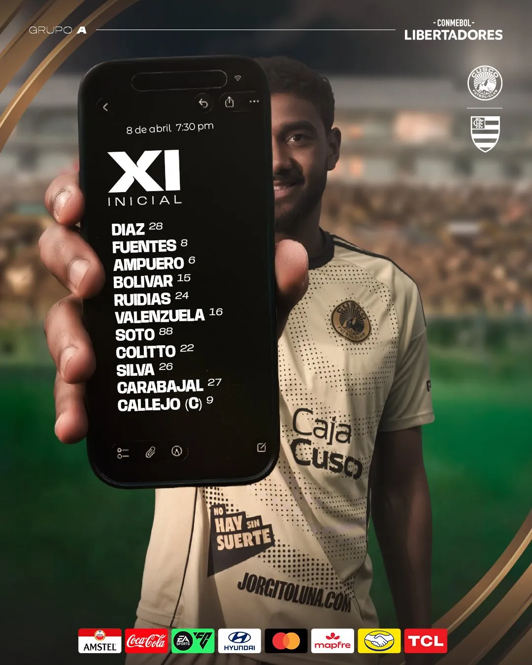 La alineación confirmada de Cusco FC (Oficial).