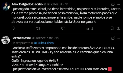 Críticas de los hinchas de Sporting Cristal (Foto: X).