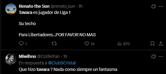 Críticas de los hinchas de Sporting Cristal (Foto: X).