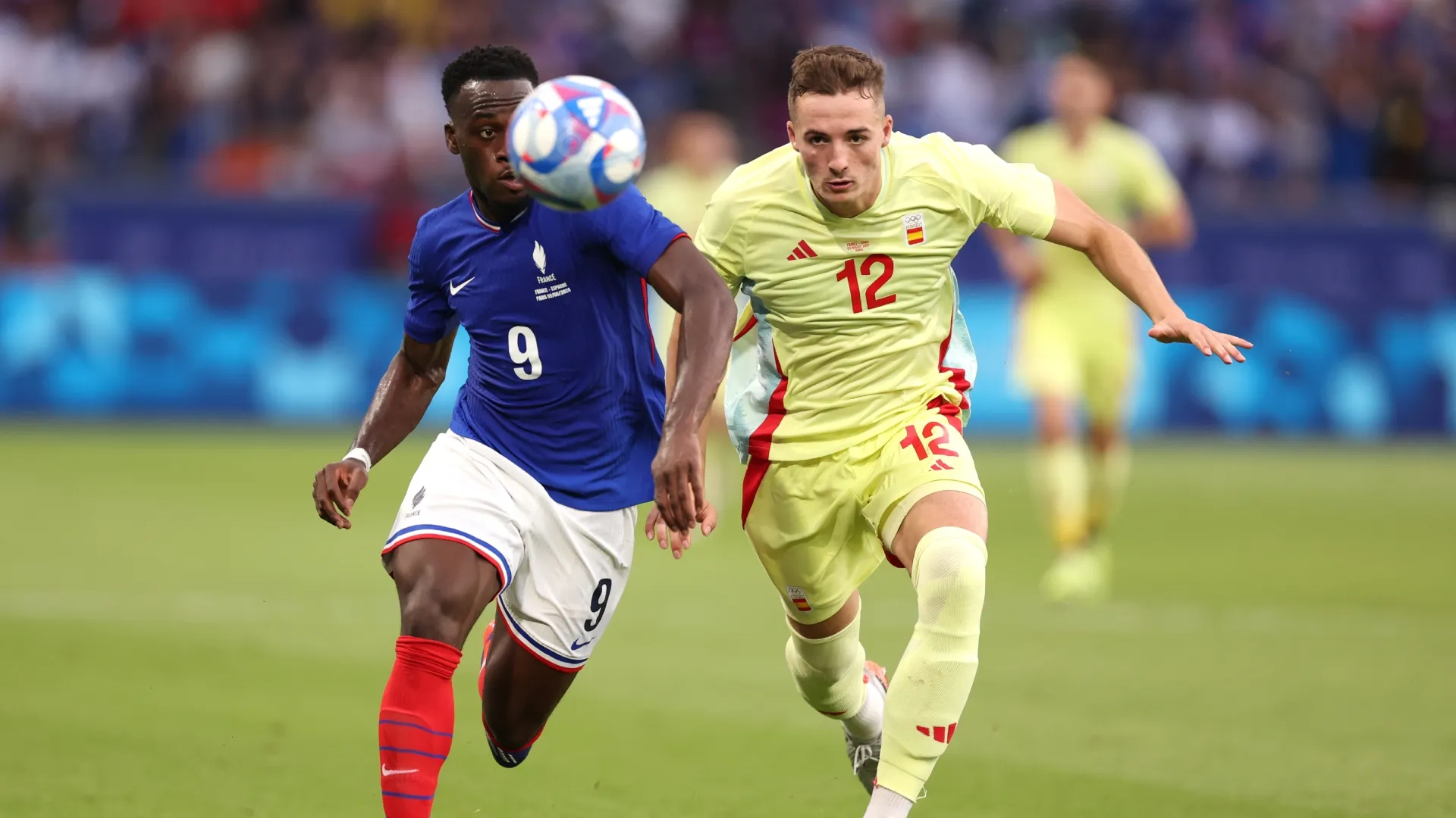 Arnaud Kalimuendo, en la final de Francia vs. España por los Juegos Olímpicos de París 2024 (Getty Images).