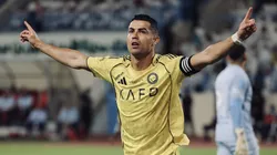 Cristiano Ronaldo y su festejo tras el gol ante Al Okhdood.