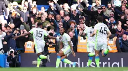 Festejo en Manchester City en su victoria ante Chelsea en Stamford Bridge.