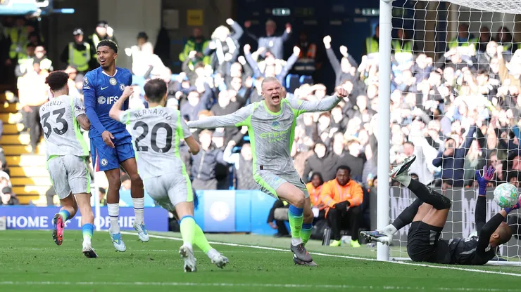 El festejo del Manchester City en el triunfo ante Chelsea.