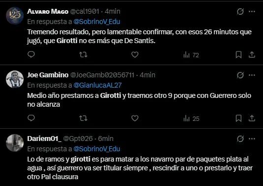 Hinchas en contra de Girotti (Foto: X).