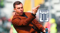 Pablo Guede y el escudo de Alianza Lima.