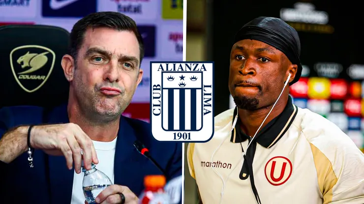 Pablo Guede, Sekou Gassama y el escudo de Alianza Lima.