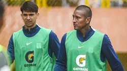 Alessandro Burlamaqui y Pedro Aquino entrenando para Alianza Lima.