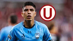 Piero Quispe jugando para el Sydney FC y con el escudo de Universitario.
