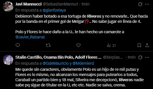 Hinchas en contra de Williams Riveros (Foto: X).