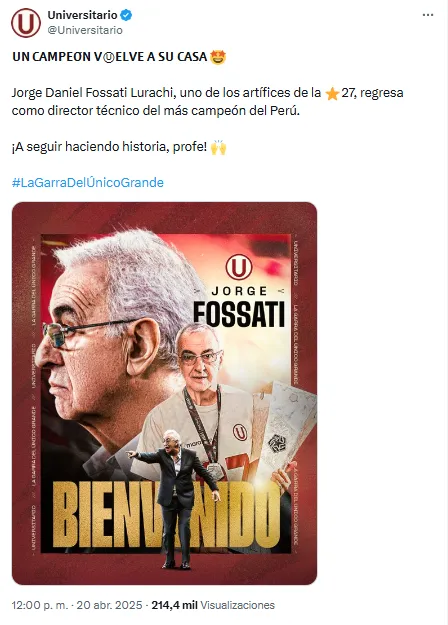 Jorge Fossati en Universitario