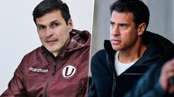 Coco Araujo, DT interino de Universitario, ante Sebastián Domínguez, quien dirige a Garcilaso.