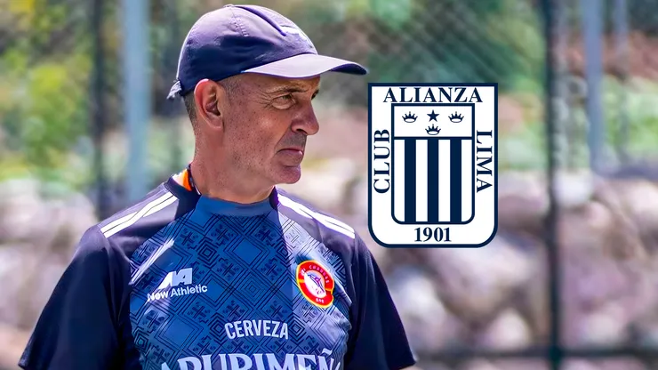 Walter Paolella, técnico de Los Chankas, y el escudo de Alianza Lima.