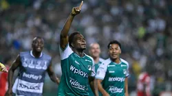 Jugadores de Deportivo Cali celebrando hoy ante América.