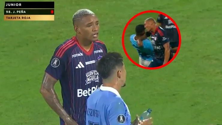 Jermein Peña le metió un codazo a Miguel Araujo en el Sporting Cristal vs. Junior por la Copa Libertadores.