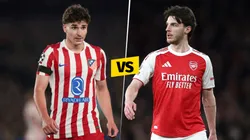 Julián Álvarez y Declan Rice, figuras de Atlético de Madrid y Arsenal, respectivamente.