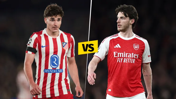 Julián Álvarez y Declan Rice, figuras de Atlético de Madrid y Arsenal, respectivamente.