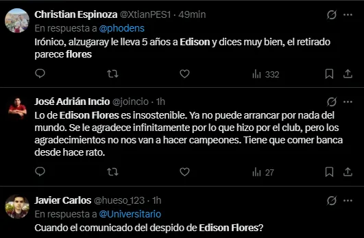 Hinchas molestos con Edison Flores (Foto: X).