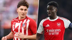 Julián Álvarez y Bukayo Saka, figuras del Atlético de Madrid y Arsenal.