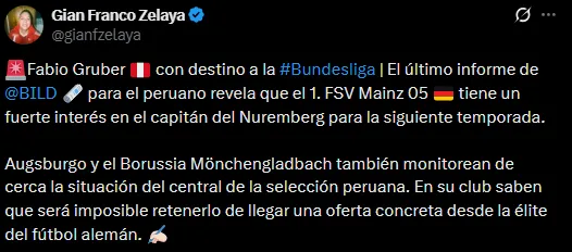 Fabio Gruber interesa en la Bundesliga (Foto: X).