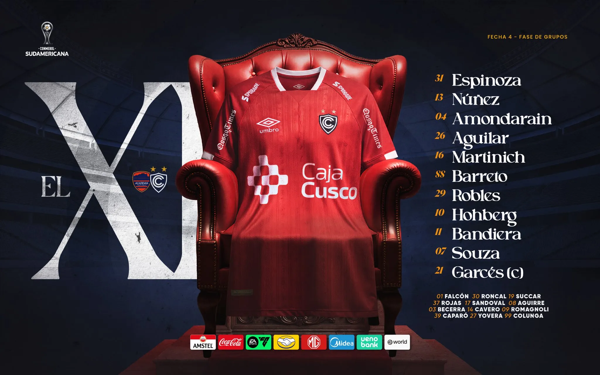 Alineación confirmada de Cienciano (X @Club_Cienciano).