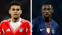 Luis Díaz y Ousmane Dembélé en el Bayern Múnich vs. PSG por la Champions League.