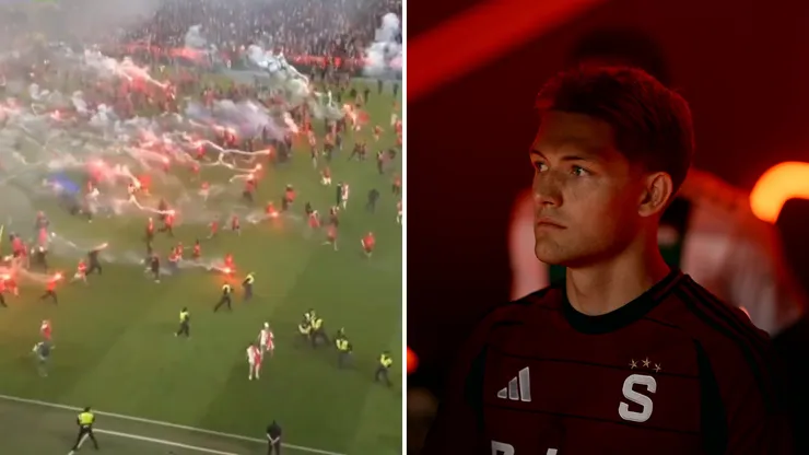 Oliver Sonne ante el Slavia Praga.