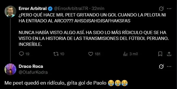 Comentarios sobre Mr. Peet en X.