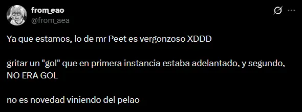 Más críticas contra Mr. Peet en X.