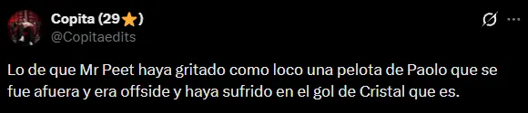 Siguen los comentarios contra Mr. Peet en X.