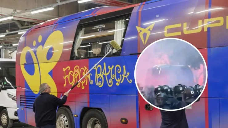 Bus del Barcelona por apedreado por hinchas de su propio equipo por error