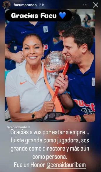 Facundo Morando le dedicó unas palabras a Cenaida Uribe (Instagram @facumorando).