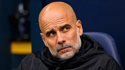 Pep Guardiola asombrado durante un partido del Manchester City.