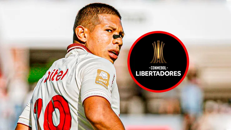 Edison Flores de Universitario junto al logo de la Copa Libertadores.