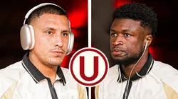 Alex Valera y Sekou Gassama con el escudo de Universitario.
