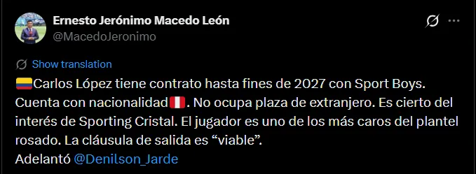 Fuente: @MacedoJeronimo