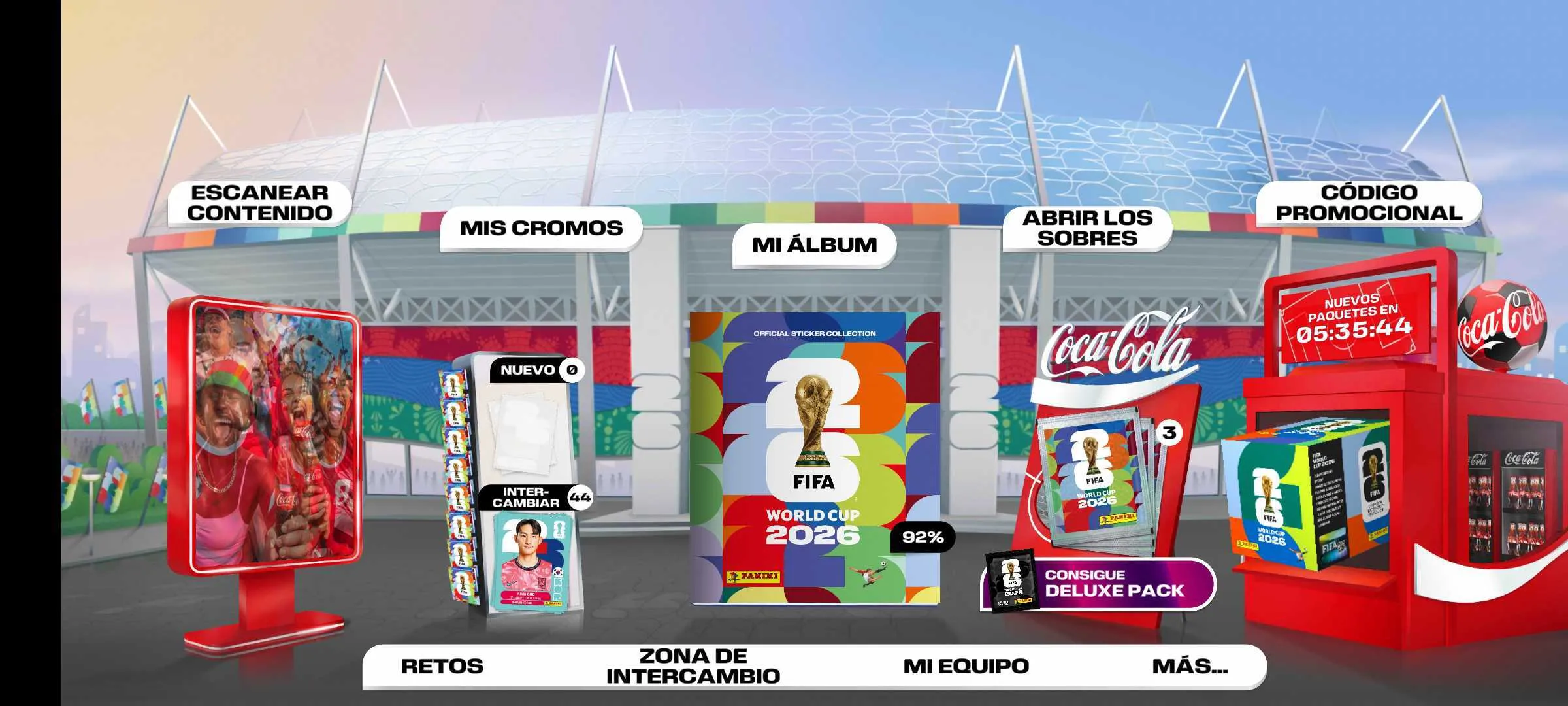 Así luce la pantalla principal del álbum virtual Panini Mundial 2026 (Oficial).