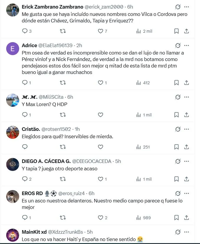 Hinchas de Perú pidieron la convocatoria de Felipe Chávez. (Foto: X)