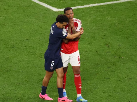 El emotivo gesto de Marquinhos con Gabriel tras errar el último penal de Arsenal