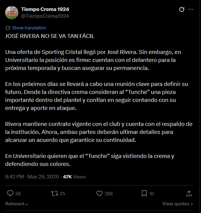 Fuente: @TiempoCrema1924