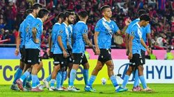 El plantel de Sporting Cristal tras el partido ante Cerro Porteño por la Copa Libertadores.