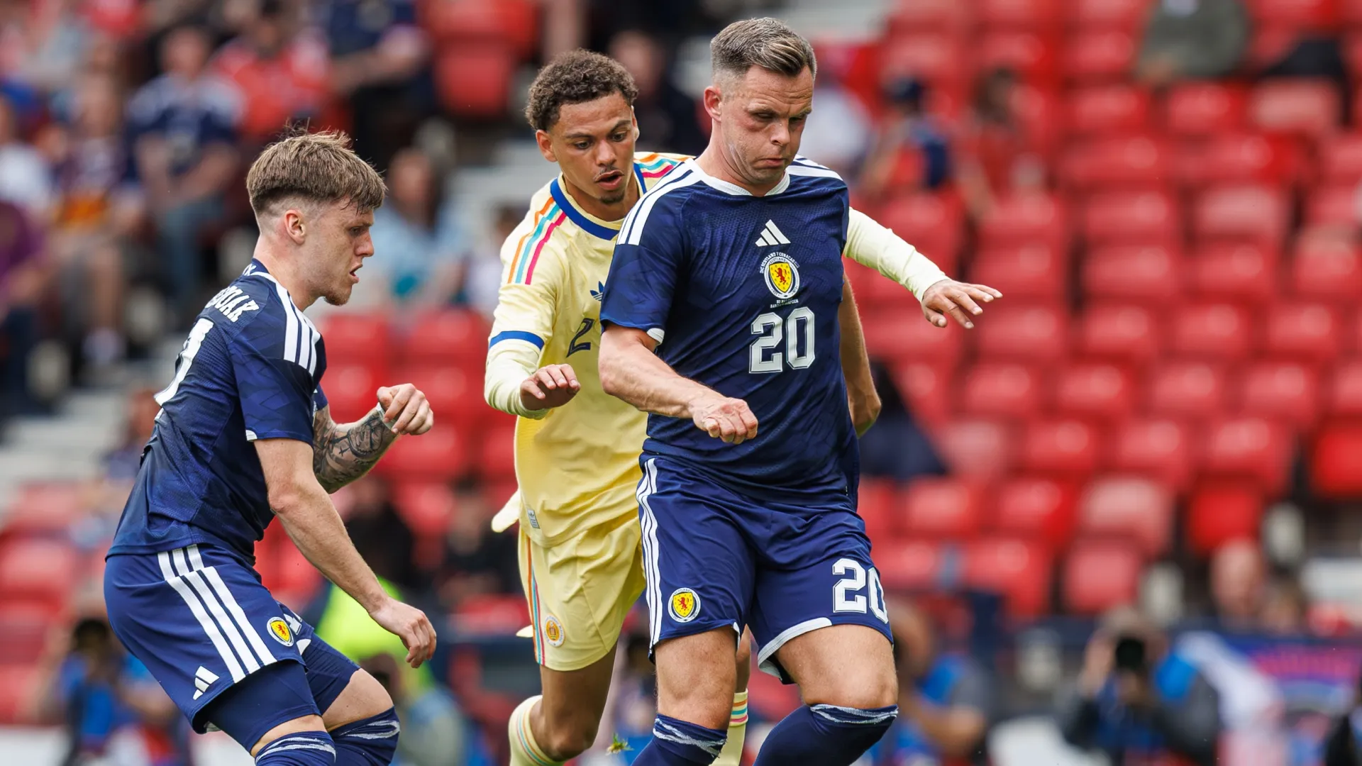 Lawrence Shankland, número 20 de Escocia, viene de ser protagonista en la goleada a Curazao (Getty Images).